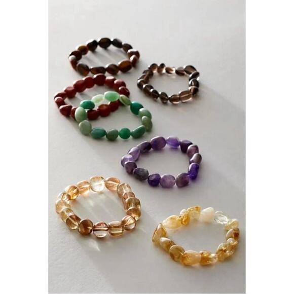 Free People Ariana Ost Crystal Stone Chunky Bracelet Amethyst Purple Bohemian - Picture 4 of 11